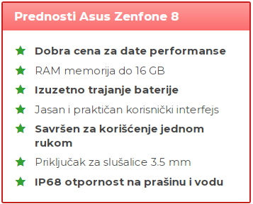 Prednosti Asus Zenfone 8